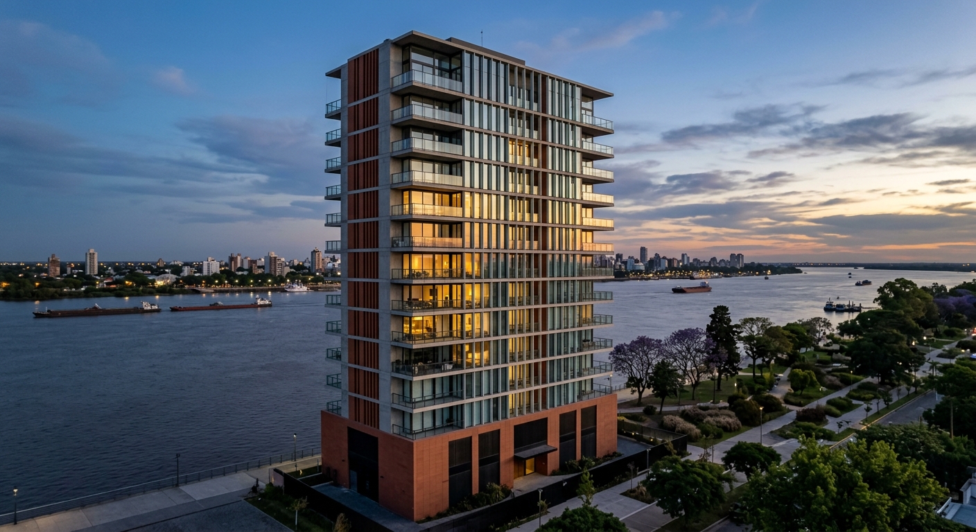 Modern residential tower by the Paraná river in Rosario