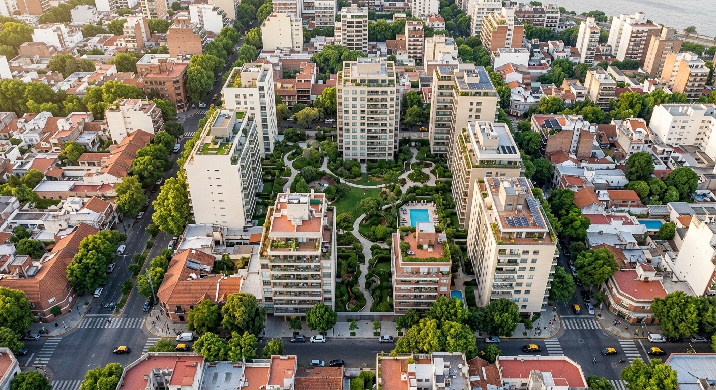 Urban renewal with new residences and green courtyards